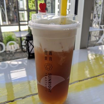 Sunright Tea Studio - White peach oolong cheese foam with agar boba - Bubble Tea Near Me - Costa Mesa, California Sunright Tea Studio - White peach oolong cheese foam with agar boba - Bubble Tea Near Me - Costa Mesa, California