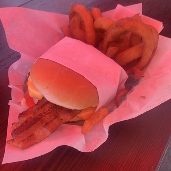 Bobs At The Marina - Cheeseburger with onion rings - Breakfast & Brunch Near Me - Stockton, California Bobs At The Marina - Cheeseburger with onion rings - Breakfast & Brunch Near Me - Stockton, California