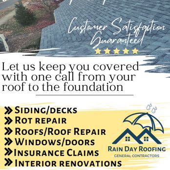 Rain Day Roofing - a flyer for a roofing company - Roofing Near Me