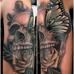 Dubside Tattoo - Skull roses and butterflies