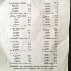 Marlene's Pizza - Marlene's menu as of 5/29/2015
