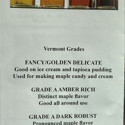 Mount Pleasant Sugarworks - Grades of Syrup