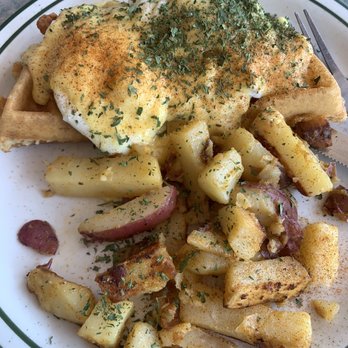 Country Waffles - "Chicken and Waffle Benedict" Benedict with Country Potatoes - Breakfast & Brunch Near Me - Hayward, California Country Waffles - "Chicken and Waffle Benedict" Benedict with Country Potatoes - Breakfast & Brunch Near Me - Hayward, California