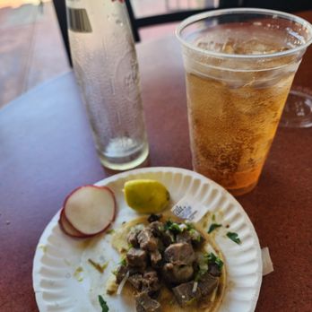 Taqueria El Triunfo - Tacos de Lengua (beef tongue) and a sidral - Tacos Near Me - Anaheim, California Taqueria El Triunfo - Tacos de Lengua (beef tongue) and a sidral - Tacos Near Me - Anaheim, California