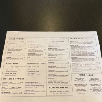 The Owls Nest Cafe - Menu. - Sandwiches Near Me - Joshua, Texas The Owls Nest Cafe - Menu. - Sandwiches Near Me - Joshua, Texas