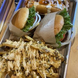 Texas dog, burgers, animal style fries