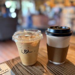 Common Grounds - Our drinks (hot mocha & iced local bee latte)