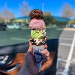Handel's Homemade Ice Cream - Customized ice cream cone! Bought a 4-scoop sampler with an extra cone to make your own!