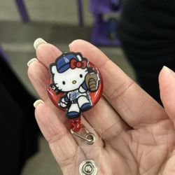 Dodgers & Hello Kitty Night Market - Badge holder with Hello Kitty Dodger fan!