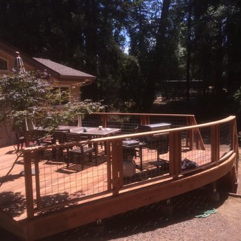 PR Woodworks - Redwood Deck with Hog wire railing - General Contractors Near Me
