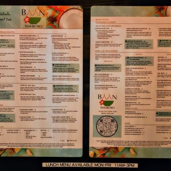 Baan Thai Bistro - Menu at Baan - Thai Near Me - Indianapolis, Indiana