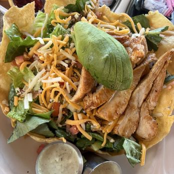 The Crooked Duck - This was my tostada chicken salad. Oh my God to die. It was so big delicious. It was the special of that day. - New American Near Me - Long Beach, California The Crooked Duck - This was my tostada chicken salad. Oh my God to die. It was so big delicious. It was the special of that day. - New American Near Me - Long Beach, California