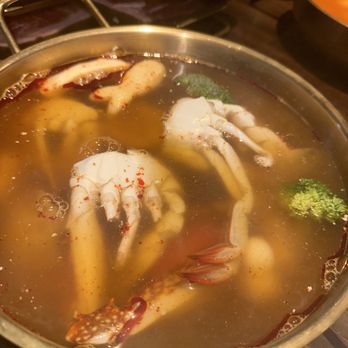 Shabu Gen - Spicy House broth with crab, fish cake, and some broccoli. - Hot Pot Near Me - Elk Grove, California Shabu Gen - Spicy House broth with crab, fish cake, and some broccoli. - Hot Pot Near Me - Elk Grove, California