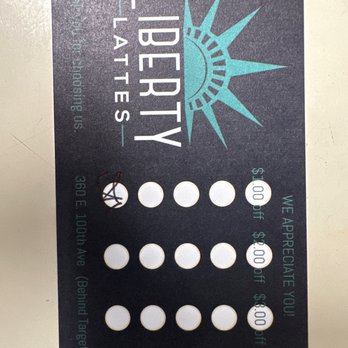 Liberty Lattes - Punch card- different style, you buy 4 coffee and your 5th one you get $ off. Smart idea! - Coffee & Tea Near Me - Anchorage, Alaska