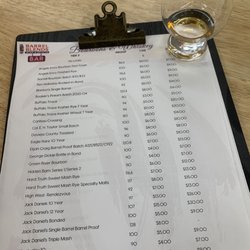 Barrel Blends Wine and Spirits - Affton - 1792 and part of the menu.