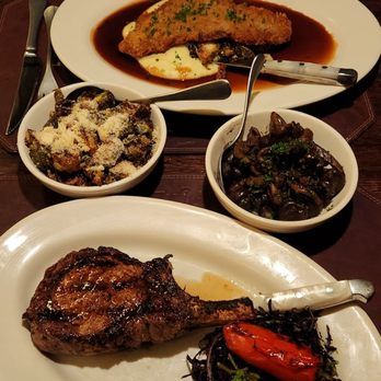 Coast Range - Country fried steak and the porkchop. Shared the glazed mushrooms and Brussel sprouts . - Steakhouses Near Me - Solvang, California