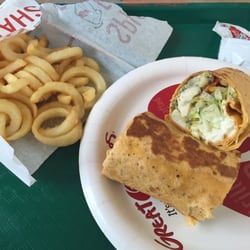 Great Wraps Restaurant - Santa Fe Chicken Wrap (Tomato Tortilla) w/ Curly Fries + Drink = $9.31. Worth it. Very Good!