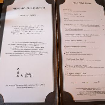 Mensho - Menu - Noodles Near Me - Houston, Texas