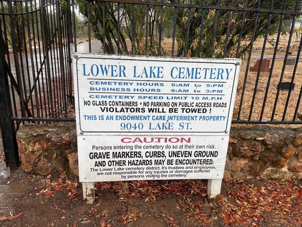 LOWER LAKE CEMETERY DISTRICT 9040 Lake St, Lower Lake, California