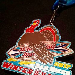 San Diego South Bay Turkey Trot 5K/10K/15K - 2017 EXACTA medal: finishing both the South Bay 15k and the SD Holiday Half.