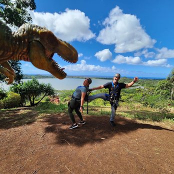 Koloa Zipline - My husband thought I would be an better snack for the T-Rex. Somehow I made it out alive. - Ziplining Near Me - Koloa, Hawaii Koloa Zipline - My husband thought I would be an better snack for the T-Rex. Somehow I made it out alive. - Ziplining Near Me - Koloa, Hawaii