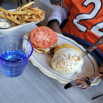 The Whale Chicago - Cheeseburger with a Fried Egg and a side of Fries - New American Near Me - Chicago, Illinois