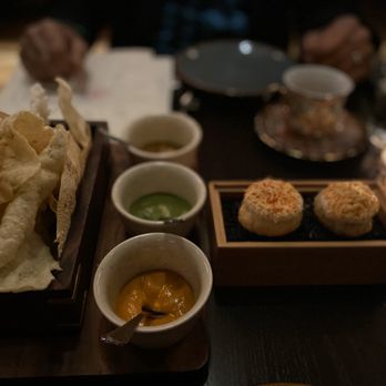 ROOP Chicago Innovative Indian Restaurant & Cocktail Bar - Papad with trio of chutney & Dahi Puri - Indian Near Me - Chicago, Illinois