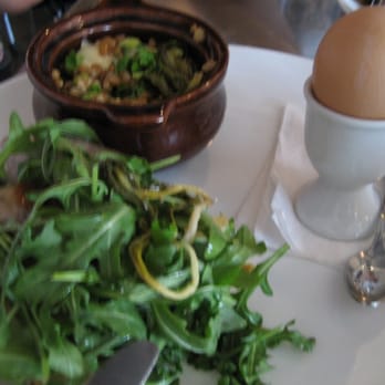 Lula Cafe - pork sausage, soft boiled egg, and pharaoh salad - New American Near Me - Chicago, Illinois