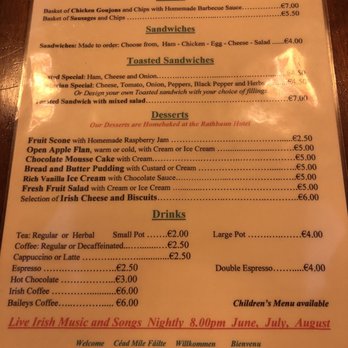 Rathbaun Hotel - Menu back - Hotels Near Me - Lisdoonvarna, CE Rathbaun Hotel - Menu back - Hotels Near Me - Lisdoonvarna, CE