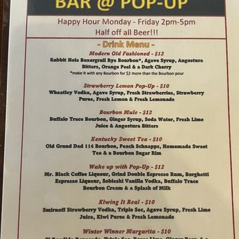 Pop Up Chicken Shop - Other side of the bar menu - Chicken Shop Near Me - Bloomington, Illinois