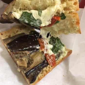Andersen Bakery - Inside of hot mozzarella eggplant sandwich - Bakeries Near Me - Milpitas, California