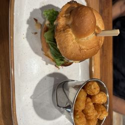 Whiskey River - Impossible burger with Tots