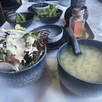 Kyushu Sushi - Soup and salad that came with lunch special - Sushi Bars Near Me - Pasadena, California Kyushu Sushi - Soup and salad that came with lunch special - Sushi Bars Near Me - Pasadena, California