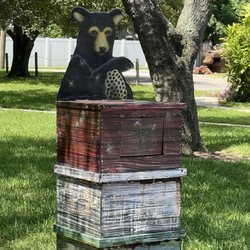 Lost Bear Cub - The garbage can was decorated to match the mural Lost Bear Cub.