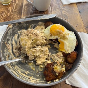 Scratch - Halfway thru a Biscuits and Gravy meal. At this point in most restaurant servings you'd have an empty plate and be full. - Breakfast & Brunch Near Me - Independence, Ohio