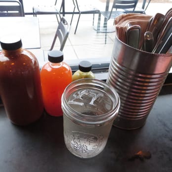 Sweet Cheeks Q - water glass and can o utensils and napkins 4/2014 - Southern Near Me - Boston, Massachusetts