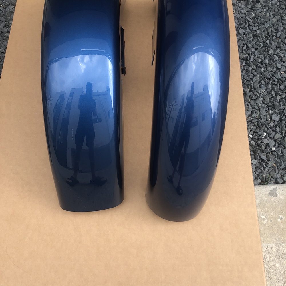 3rd Kind Customz - Harley original fender on left and perfectly matched after market fender on the right. - Auto Customization Near Me - Houston, Texas 3rd Kind Customz - Harley original fender on left and perfectly matched after market fender on the right. - Auto Customization Near Me - Houston, Texas