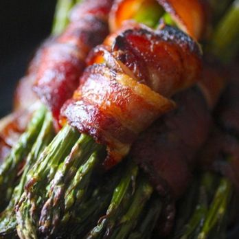 Knife and Fork Caterers - Candied Knob Creek Bacon Wrapped Asparagus Bundles - Caterers Near Me - Fayetteville, Arkansas Knife and Fork Caterers - Candied Knob Creek Bacon Wrapped Asparagus Bundles - Caterers Near Me - Fayetteville, Arkansas