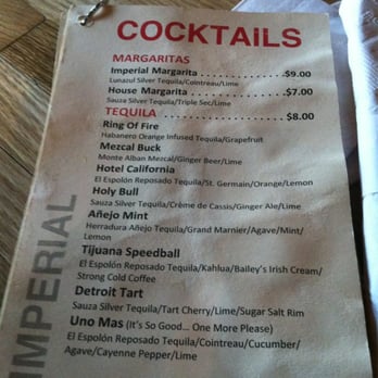 Imperial - Cocktail menu - Bars Near Me - Ferndale, Michigan