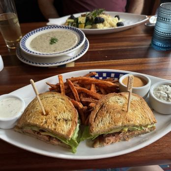 Duke's Seafood - Kent - Cajun Salmon sandwich, sweet potato fries - Seafood Near Me - Kent, Washington Duke's Seafood - Kent - Cajun Salmon sandwich, sweet potato fries - Seafood Near Me - Kent, Washington