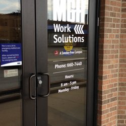 MGH Work Solutions - Main Entraince door located on the South side of the building. M-F 8am-5pm