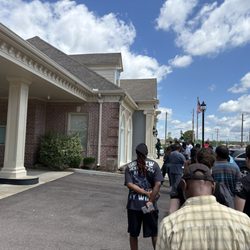 Shelby County Clerk Office - fellow citizens waiting in line, just to make entry into the building