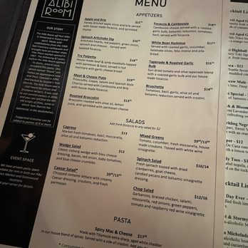 Alibi Room - Menu - New American Near Me - Seattle, Washington