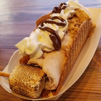 IcyRolls - Strawberry cheesecake $6.50. Pretty hard ice cream & taco (basically a waffle cone), hard to eat. Marshmallow tasted burnt (2.5/5) - Ice Cream & Frozen Yogurt Near Me - San Marcos, Texas