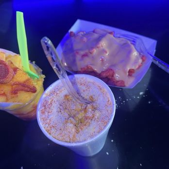 Snak X - Hot Cheetos w/Cheese Sauce Small Cosmic Corn in a Cup mangonada - Ice Cream & Frozen Yogurt Near Me - San Antonio, Texas
