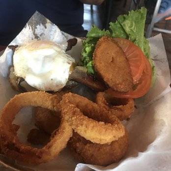 Stack'd Burger Bar - The Haystack burger with an over-easy egg! - Burgers Near Me - Milwaukee, Wisconsin Stack'd Burger Bar - The Haystack burger with an over-easy egg! - Burgers Near Me - Milwaukee, Wisconsin