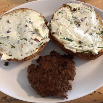 Louise's Kitchen - Bagel and cream cheese and sausage from the chop shop next door. - Breakfast & Brunch Near Me - Black Mountain, North Carolina Louise's Kitchen - Bagel and cream cheese and sausage from the chop shop next door. - Breakfast & Brunch Near Me - Black Mountain, North Carolina