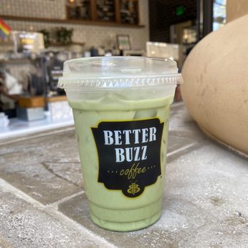 Better Buzz Coffee Fashion Valley - Regular almond milk matcha latte ($5.95) - Coffee & Tea Near Me - San Diego, California Better Buzz Coffee Fashion Valley - Regular almond milk matcha latte ($5.95) - Coffee & Tea Near Me - San Diego, California
