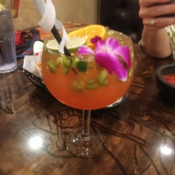 3 Amigos Mexican Restaurant - Watermelon margarita with huge chunks of jalapenos. A few slices would have made more sense. - Mexican Near Me - Virginia Beach, Virginia 3 Amigos Mexican Restaurant - Watermelon margarita with huge chunks of jalapenos. A few slices would have made more sense. - Mexican Near Me - Virginia Beach, Virginia