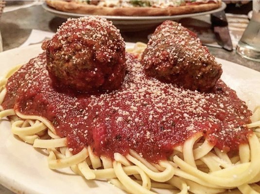 Photo of Dontino's Italian Restaurant - Akron, OH, US. Homemade spaghetti with meatballs